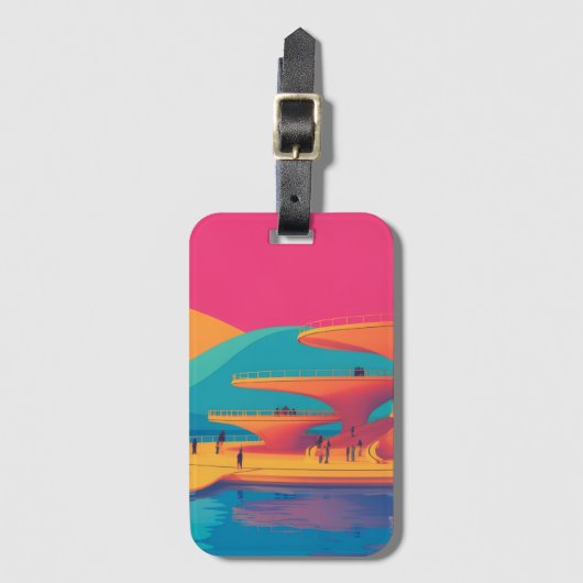 neon lagoon sunset neon futurist park floating pla gepäckanhänger (Vorderseite Vertikal)