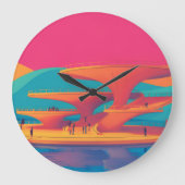 neon lagoon sunset neon futurist park floating pla große wanduhr (Vorderseite)