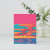 neon lagoon sunset neon futurist park floating pla postkarte (Stehend Vorderseite)