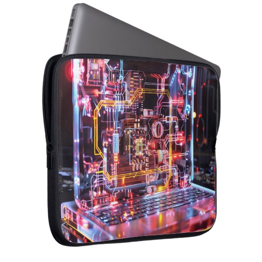 Neon Laptop Circuits Digitale Kunst Laptopschutzhülle (Vorne Rechts)
