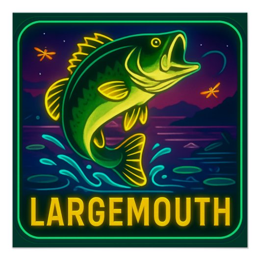Neon Largemouth Bass Poster (Vorderseite)