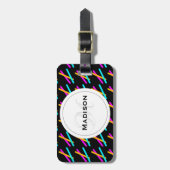 Neon Laser Hot Pink Orange Aquamarine Gepäckmarke Gepäckanhänger (Vorderseite vertikal)