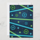 Neon Laser Tag Blue Einladung (Rückseite)