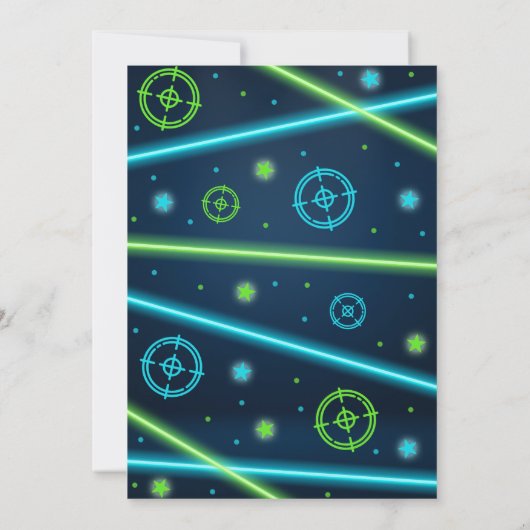 Neon Laser Tag Blue Einladung (Rückseite)