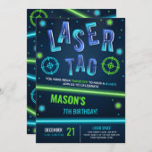 Neon Laser Tag Blue Einladung (Vorne/Hinten)