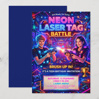 Neon-Laser-Tag-Bruh-You-In-Teenager-Geburtstag  Einladung