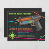 Neon Laser Tag Geburtstagsparty Einladungen (Vorne/Hinten)