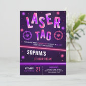 Neon Laser Tag Lila Einladung (Stehend Vorderseite)