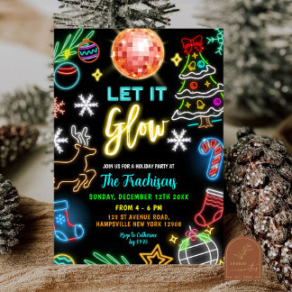 Neon Lass es leuchten Weihnachtsfeier Einladung