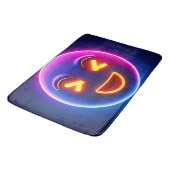 Neon Laughing Emoji Joy Badematte (Schrägansicht)