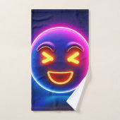 Neon Laughing Emoji Joy Badhandtuch Set (Handtuch)