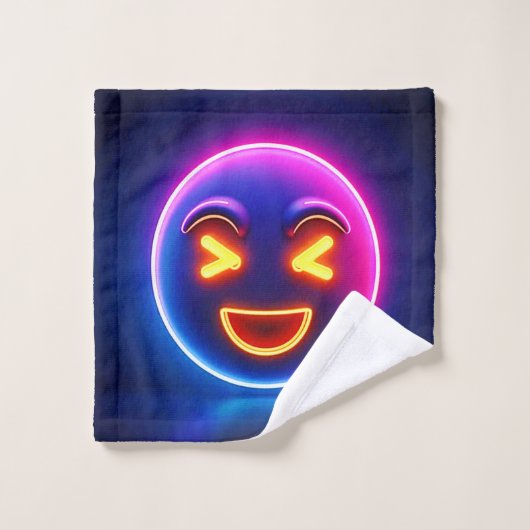 Neon Laughing Emoji Joy Badhandtuch Set (Waschlappen)