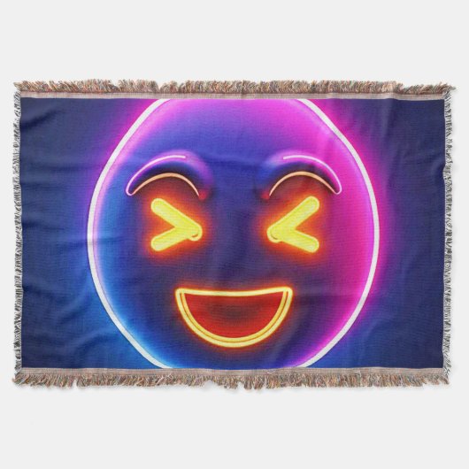 Neon Laughing Emoji Joy Decke (Vorderseite)