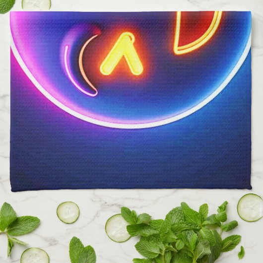 Neon Laughing Emoji Joy Geschirrtuch (Gefaltet)