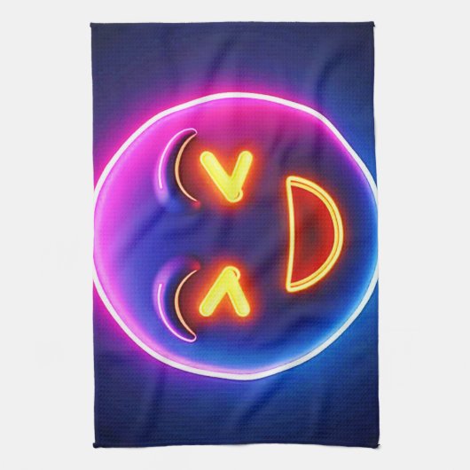 Neon Laughing Emoji Joy Geschirrtuch (Vertikal)