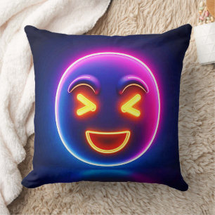 Neon Laughing Emoji Joy Kissen