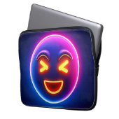 Neon Laughing Emoji Joy Laptopschutzhülle (Vorderseite Links)