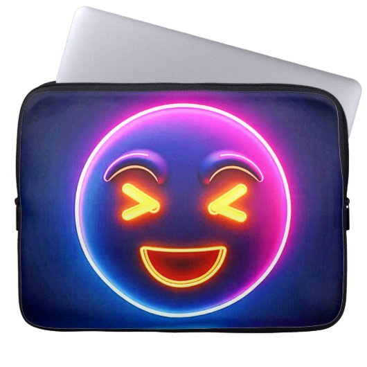Neon Laughing Emoji Joy Laptopschutzhülle (Vorderseite)