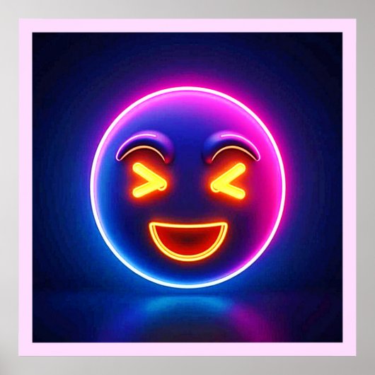 Neon Laughing Emoji Joy Poster (Vorne)