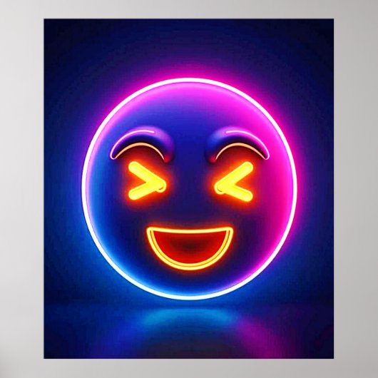 Neon Laughing Emoji Joy Poster (Vorne)