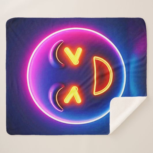 Neon Laughing Emoji Joy Sherpadecke (Vorderseite (Horizontal))
