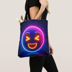 Neon Laughing Emoji Joy Tasche