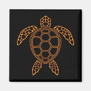 Neon Lava Sea Turtle Design Magnet