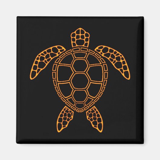 Neon Lava Sea Turtle Design Magnet (Vorne)