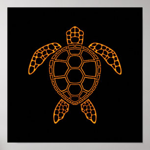 Neon Lava Sea Turtle Design Poster