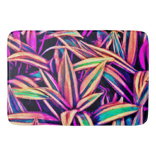 Neon Leaf Patterns enthüllt Badematte (Vorderseite)