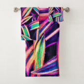 Neon Leaf Patterns enthüllt Badhandtuch Set (Insitu)