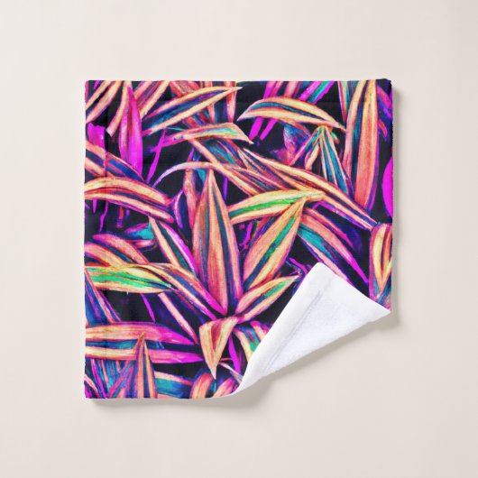 Neon Leaf Patterns enthüllt Badhandtuch Set (Waschlappen)