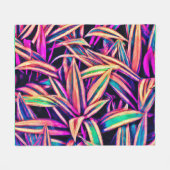 Neon Leaf Patterns enthüllt Fleecedecke (Vorderseite (Horizontal))