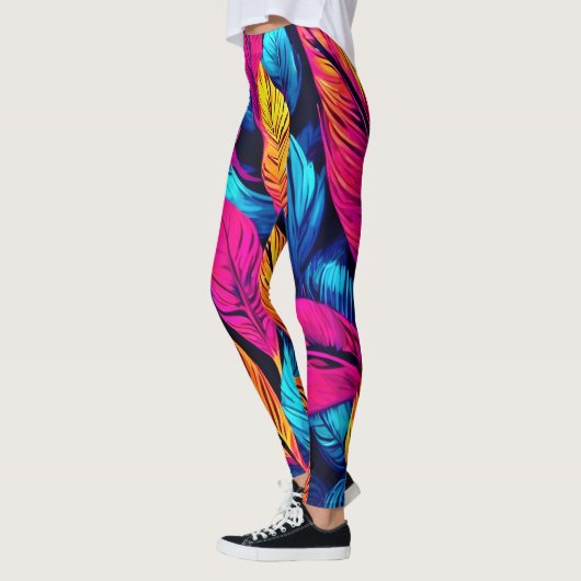 Neon Leaf Symphony Leggings (Links)
