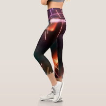 Neon Led Artistic Black Women Capri Leggings