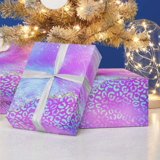 Neon Leopard Agate | Glam Abstract Stone Pattern Geschenkpapier (Feiertage)