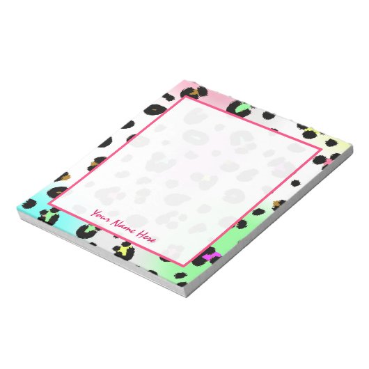 Neon Leopard Personalisiert Notepad Notizblock (Rotiert)