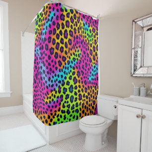 Neon Leopard Print Duschvorhang