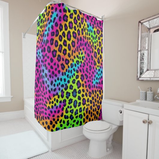 Neon Leopard Print Duschvorhang (Beispiel)