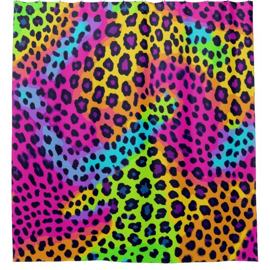 Neon Leopard Print Duschvorhang (Vorderseite)