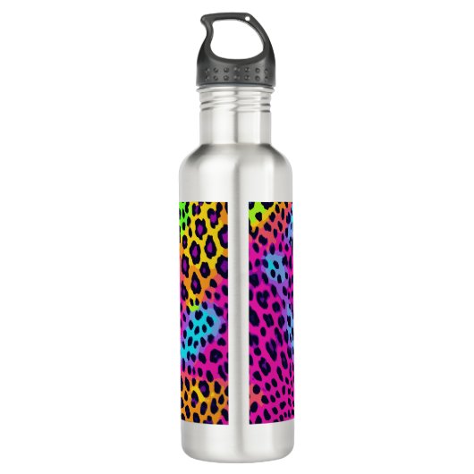 Neon Leopard Print Edelstahlflasche (Rückseite)