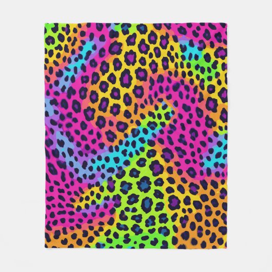 Neon Leopard Print Fleecedecke (Vorderseite)