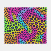 Neon Leopard Print Fleecedecke (Vorderseite (Horizontal))