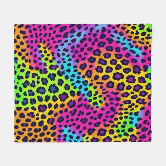 Neon Leopard Print Fleecedecke (Vorderseite (Horizontal))