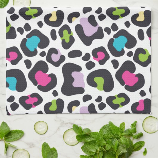 Neon Leopard Print Handtuch (Gefaltet)