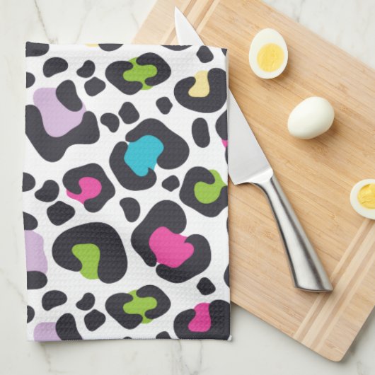 Neon Leopard Print Handtuch (Viertel Falte)