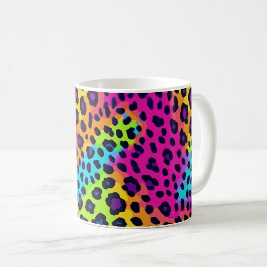 Neon Leopard Print Kaffeetasse (VorderseiteRechts)