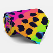 Neon Leopard Print Krawatte (Gerollt)