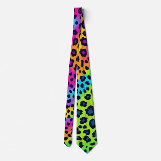 Neon Leopard Print Krawatte (Rückseite)
