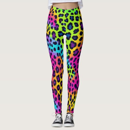 Neon Leopard Print Leggings (Vorderseite)
